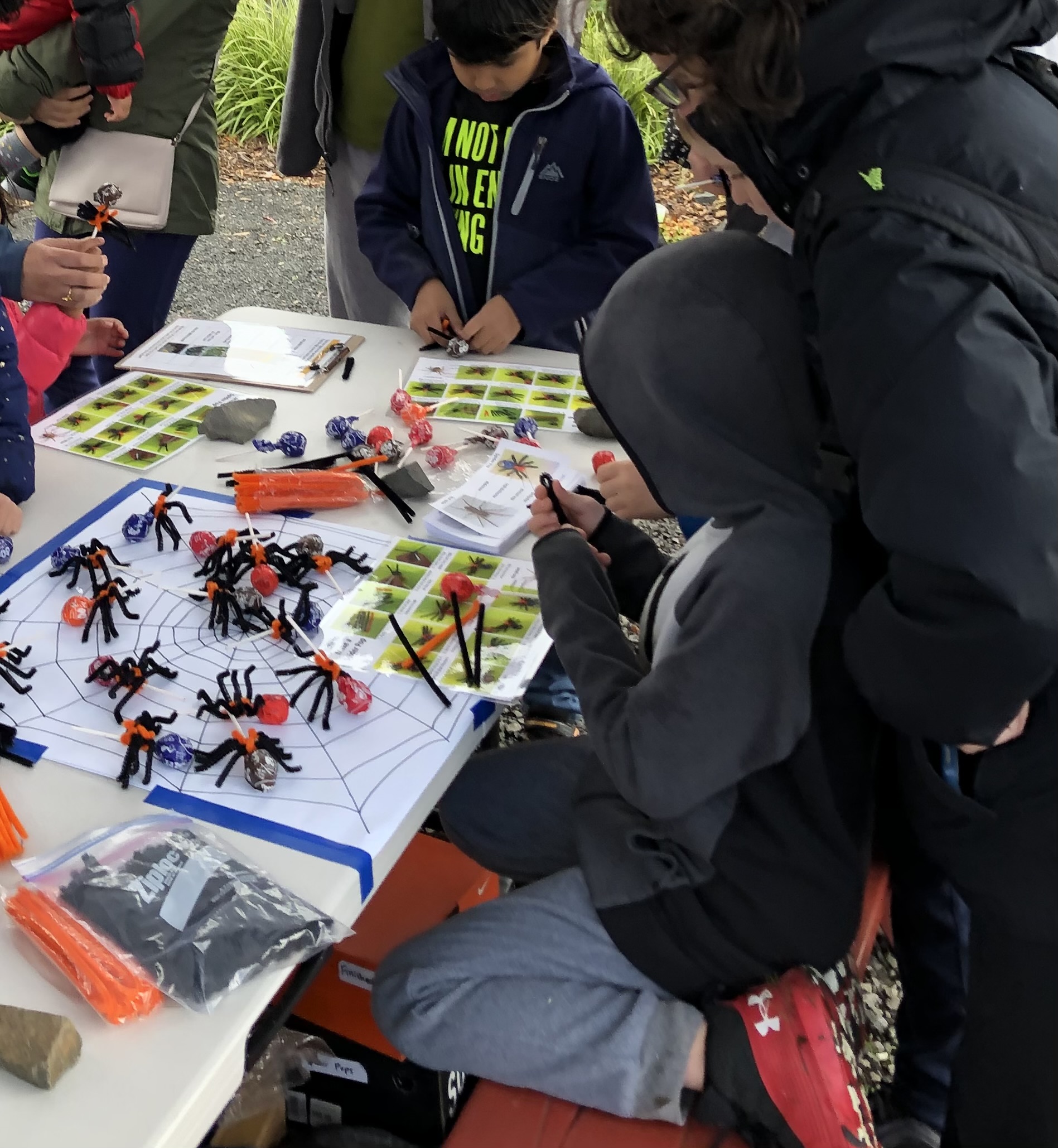 Children making spider pops